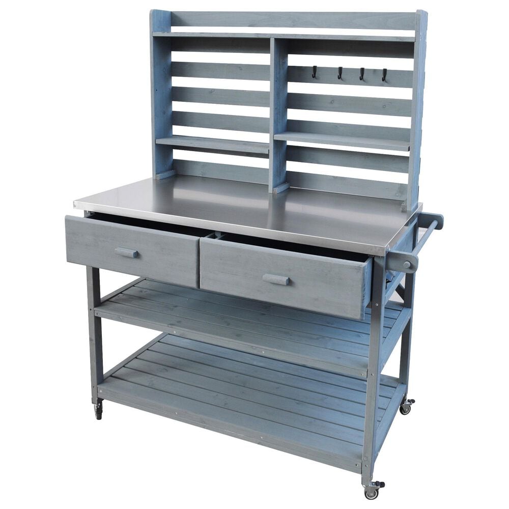 HOMLUX 65" Outdoor Potting Bench Table in Grey, , large