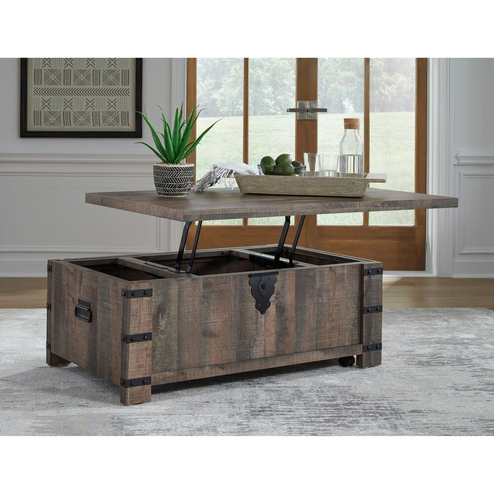 Ashley Hollum Lift-Top Coffee Table in Rustic Brown, , large