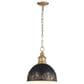 Golden Lighting Alison 1-Light Pendant with Weathered Black Iron Shade in Vintage Gold, , large