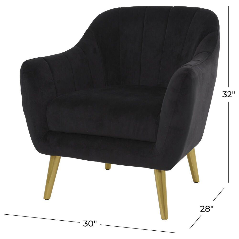 Maple and Jade Accent Chair with Tapered Gold Legs in Black, , large