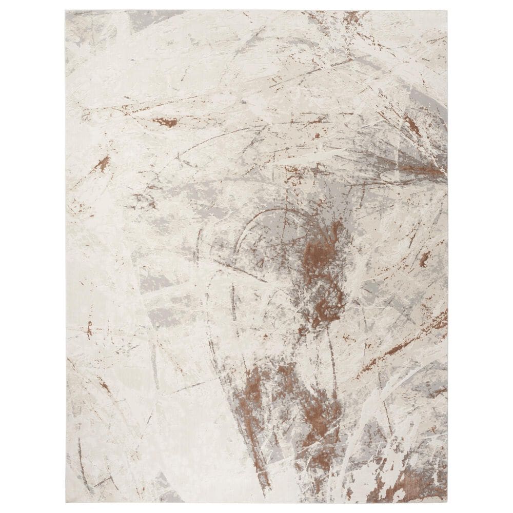 Nourison Desire Cream and Grey 9" x 12" Area Rug, , large