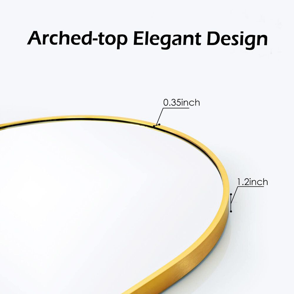 HOMLUX 20" x 30" Arched Mantle Mirror in Gold, , large