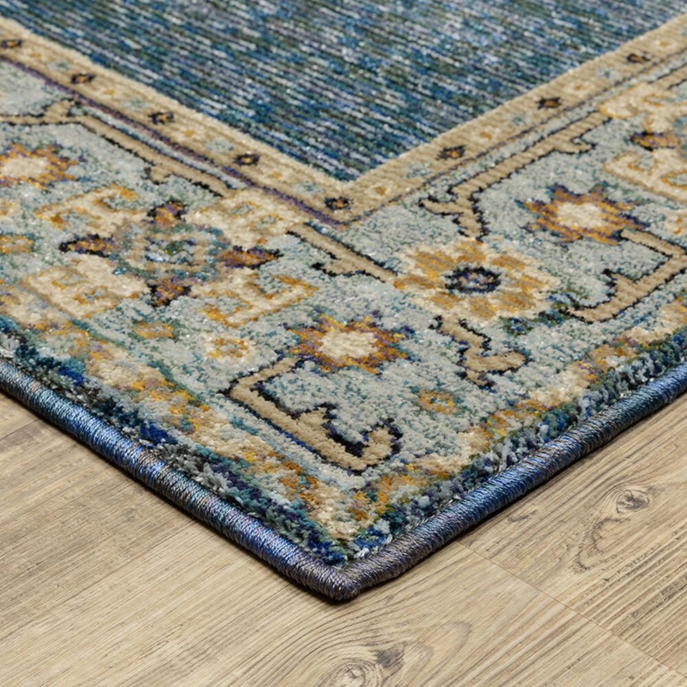 Oriental Weavers Andorra 2&#39;3&quot; x 8&#39; Blue and Gold Runner, , large