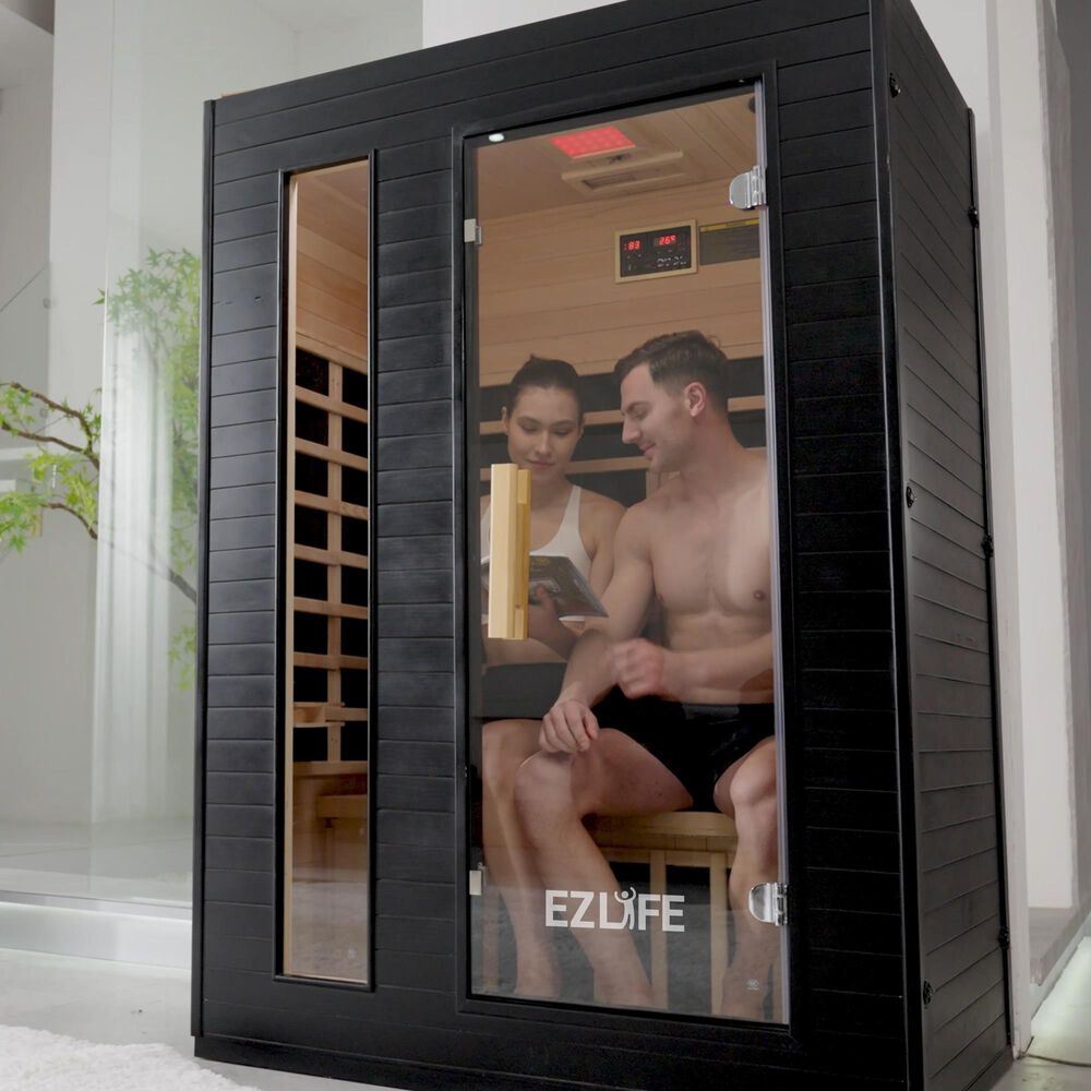 EZlife 2-Person Ultra-Low EMF Sauna in Charcoal Gray, , large
