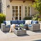HOMLUX 6 Piece Outdoor Wicker Sectional Patio Furniture Set in Denim Blue, , large