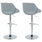 LumiSource Fabrico Swivel Adjustable Bar Stool with Blue Noise Fabric Upholstery and Rounded T Footrest in Chrome (Set of 2), , large