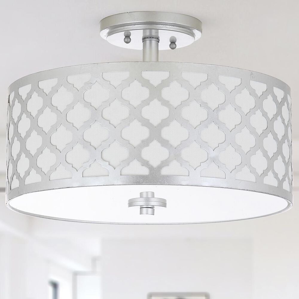 Safavieh Kora 15" Quatrefoil 3-Light Flush Mount in Silver, , large