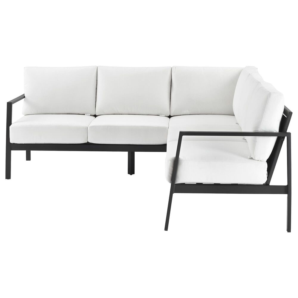Linon Home Decor Holland 2-Piece Outdoor Sectional Sofa with White Upholstery in Black, , large