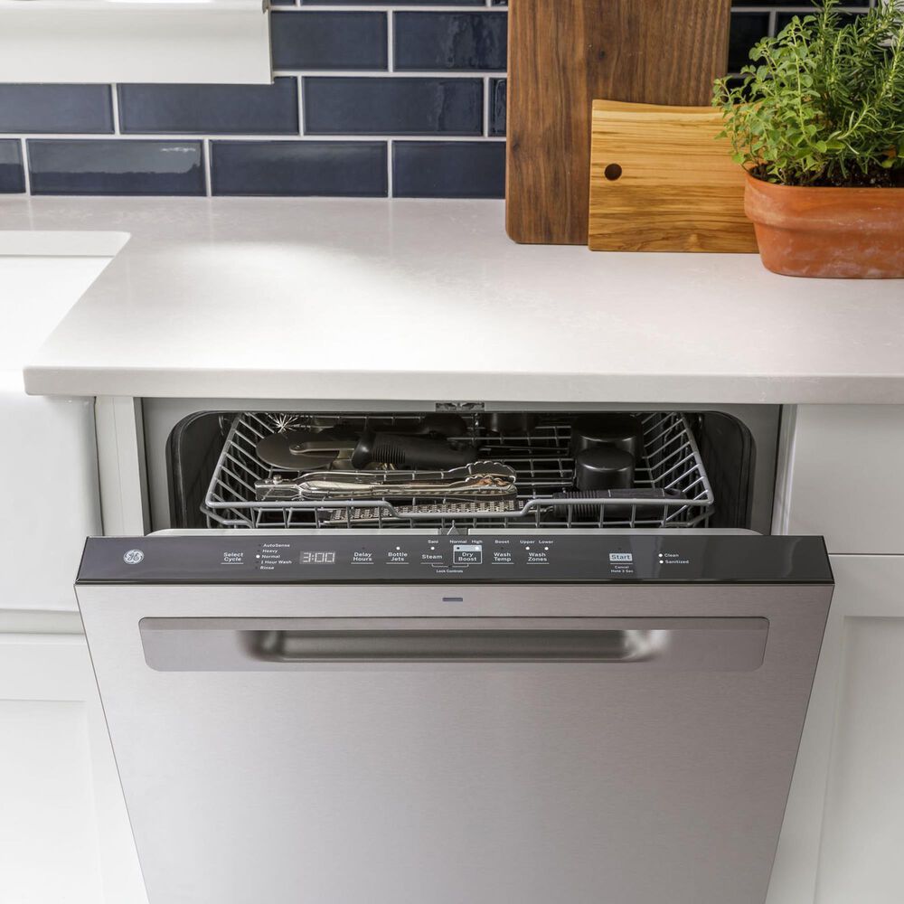 GE Appliances 24&quot; Built-In Pocket Handle Dishwasher with 3-Rack in Fingerprint Resistant Stainless Steel, , large
