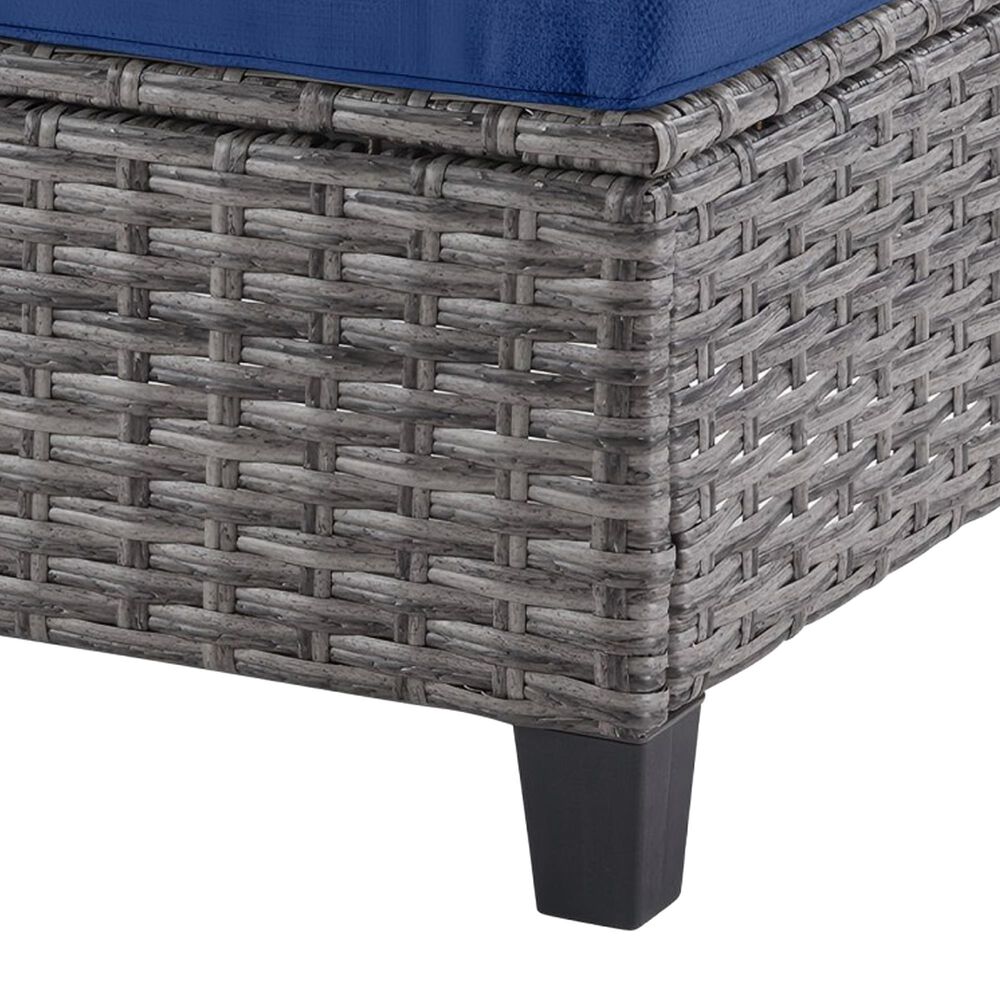 Sunwell Garden 16.9" Ottoman with Navy Cushion in Gray (Set of 2), , large