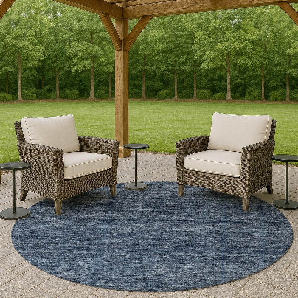 Dalyn Rug Company Soft Essentials Solid Navy 8' Round Indoor/Outdoor Area Rug, , large