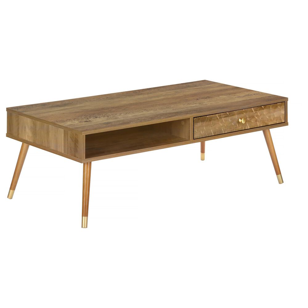 Monarch Specialties Coffee Table with A Drawer in Walnut, , large