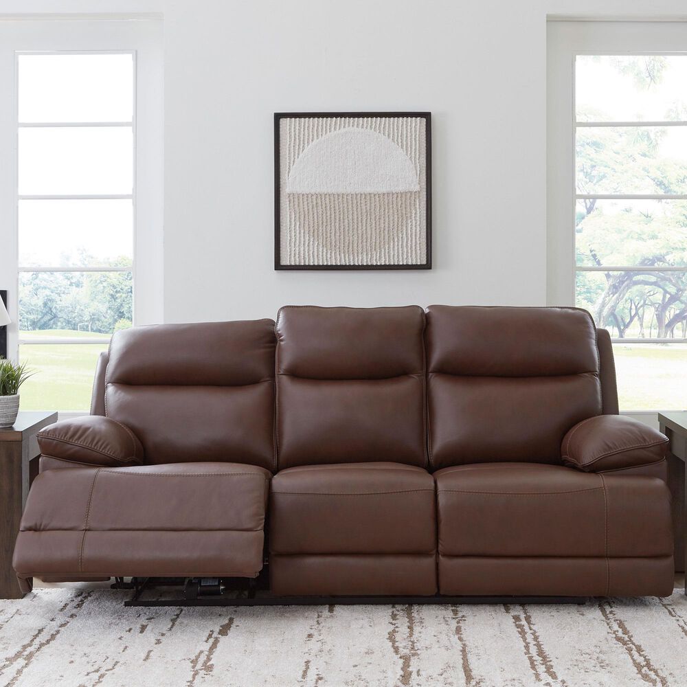 Ashley VonRyan Power Reclining Sofa with Adjustable Headrest in Tobacco, , large