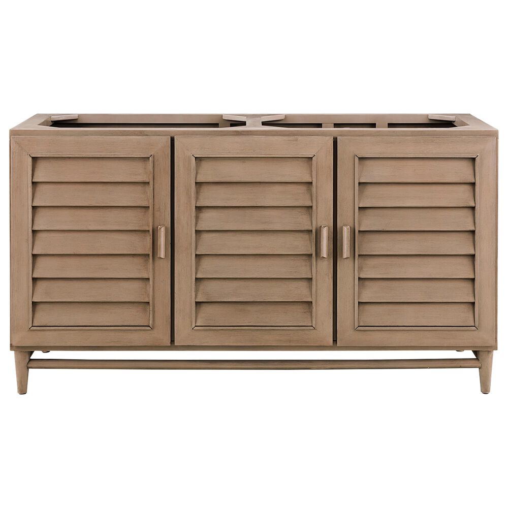 James Martin Portland 60" Double Vanity Cabinet in White Washed Walnut, , large