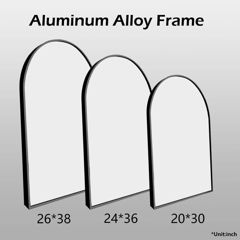 HOMLUX 20" x 30" Arched Mantle Mirror in Black, , large