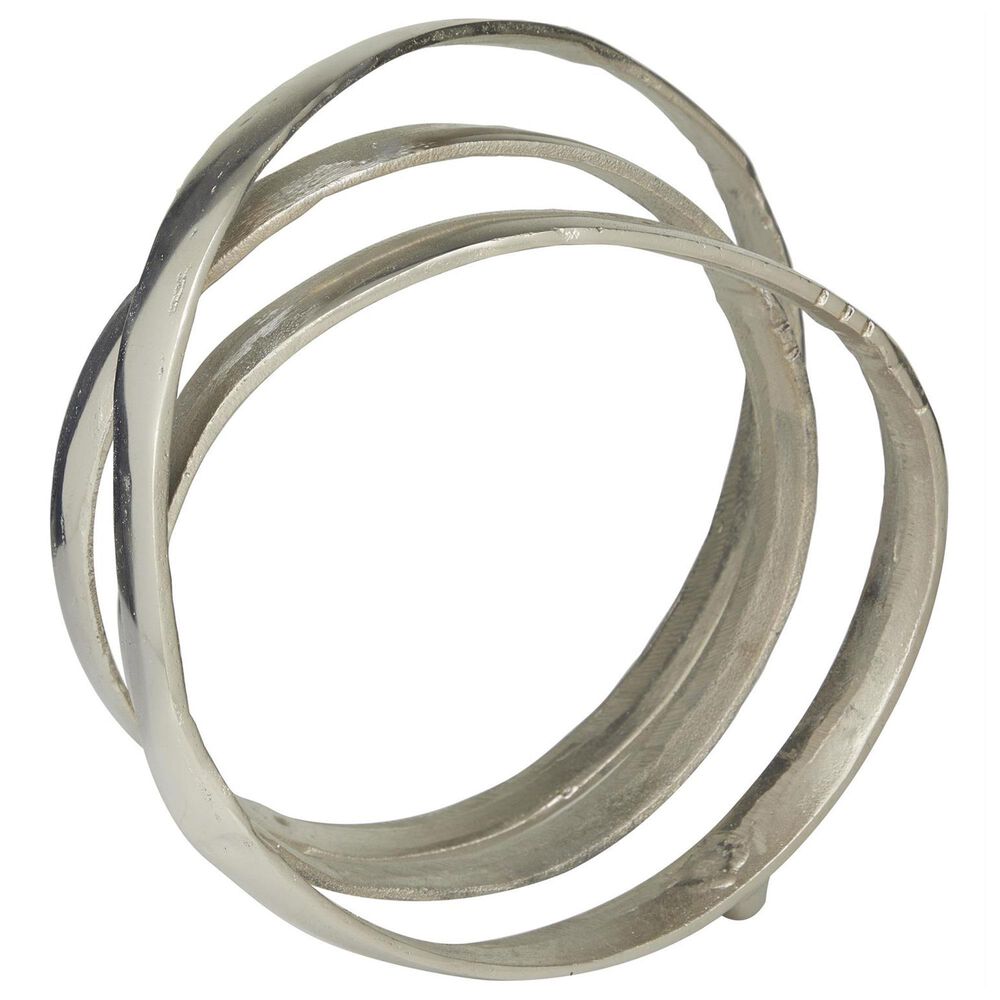 Maple and Jade Abstract Looped Decorative Sculpture in Satin Silver, , large
