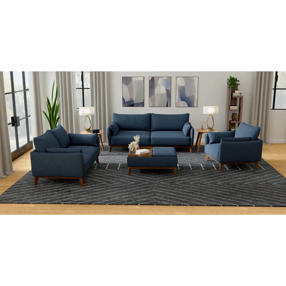 Emerald Home Furnishings Aria Stationary Sofa in Navy Storm, , large
