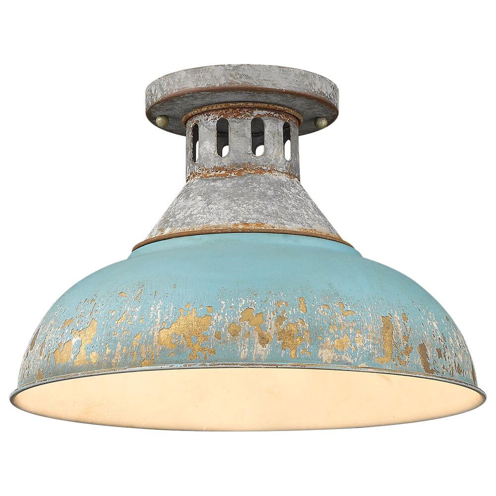 Golden Lighting Kinsley Semi-Flush in Aged Galvanized and Teal, , large
