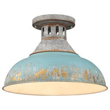 Golden Lighting Kinsley Semi-Flush in Aged Galvanized and Teal, , large