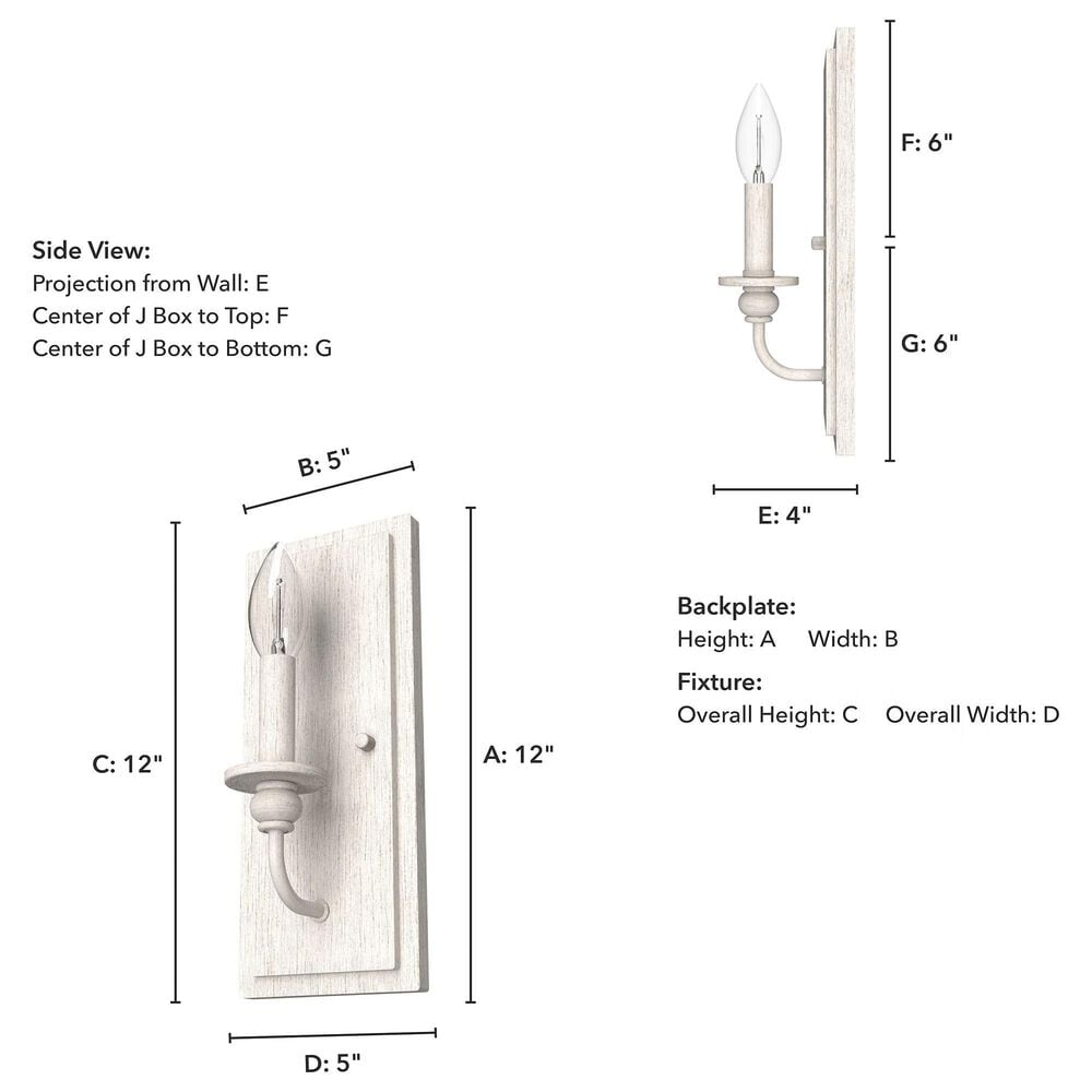 Hunter Southcrest 1-Light Wall Sconce in Distressed White, , large