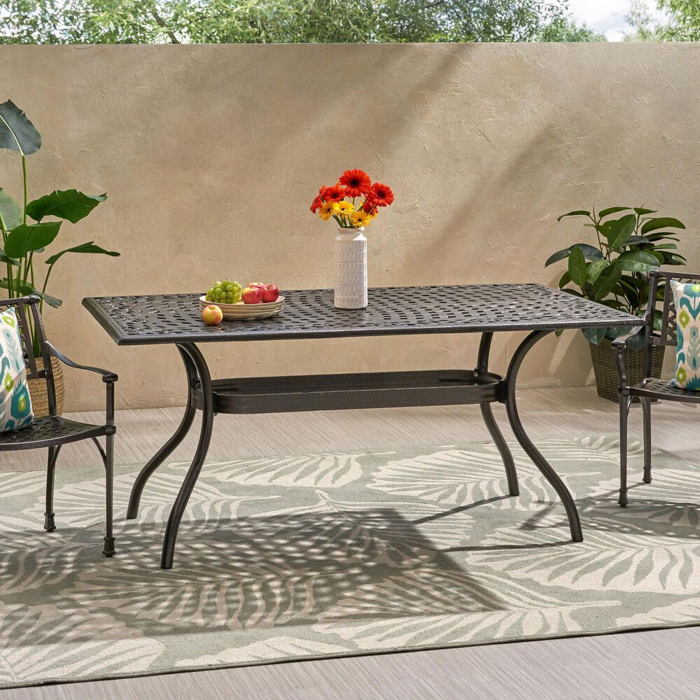 Hearth and Haven Phoenix Outdoor Rectangular Dining Table in Bronze - Table Only, , large