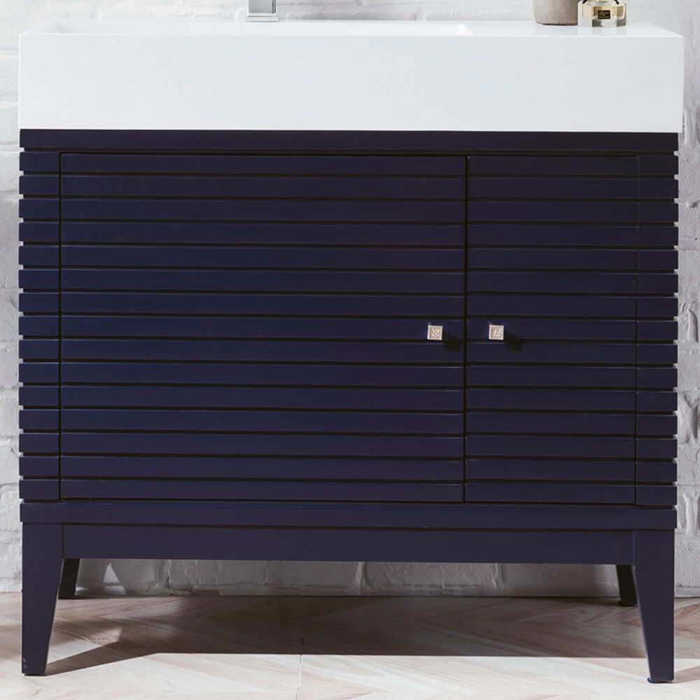 James Martin Linear 36" Single Vanity Cabinet in Victory Blue, , large