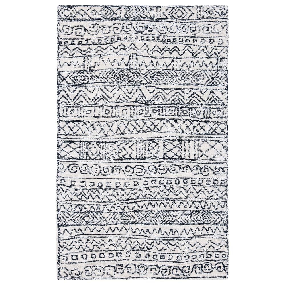 Safavieh Micro-Loop MLP228A 3" x 5" Ivory and Black Area Rug, , large