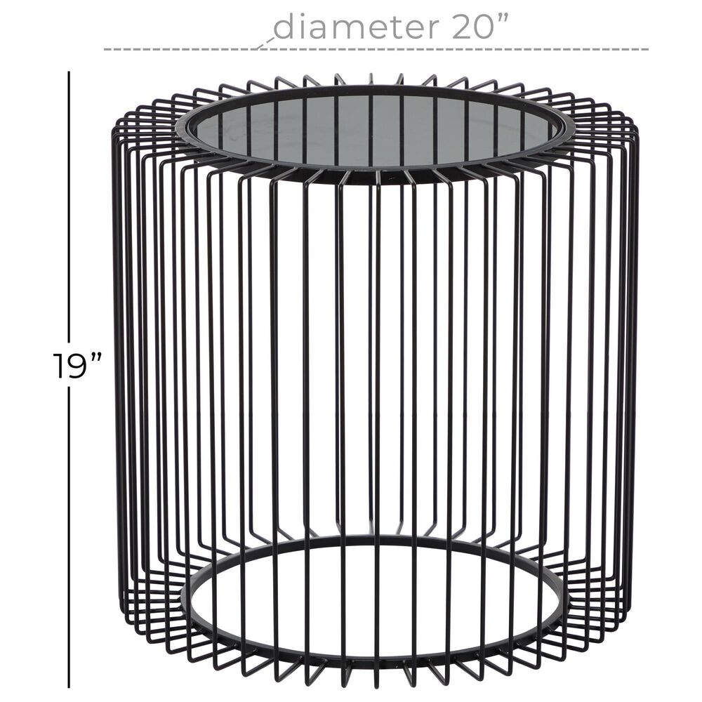 Maple and Jade Open Wire Frame End Table in Matte Black, , large