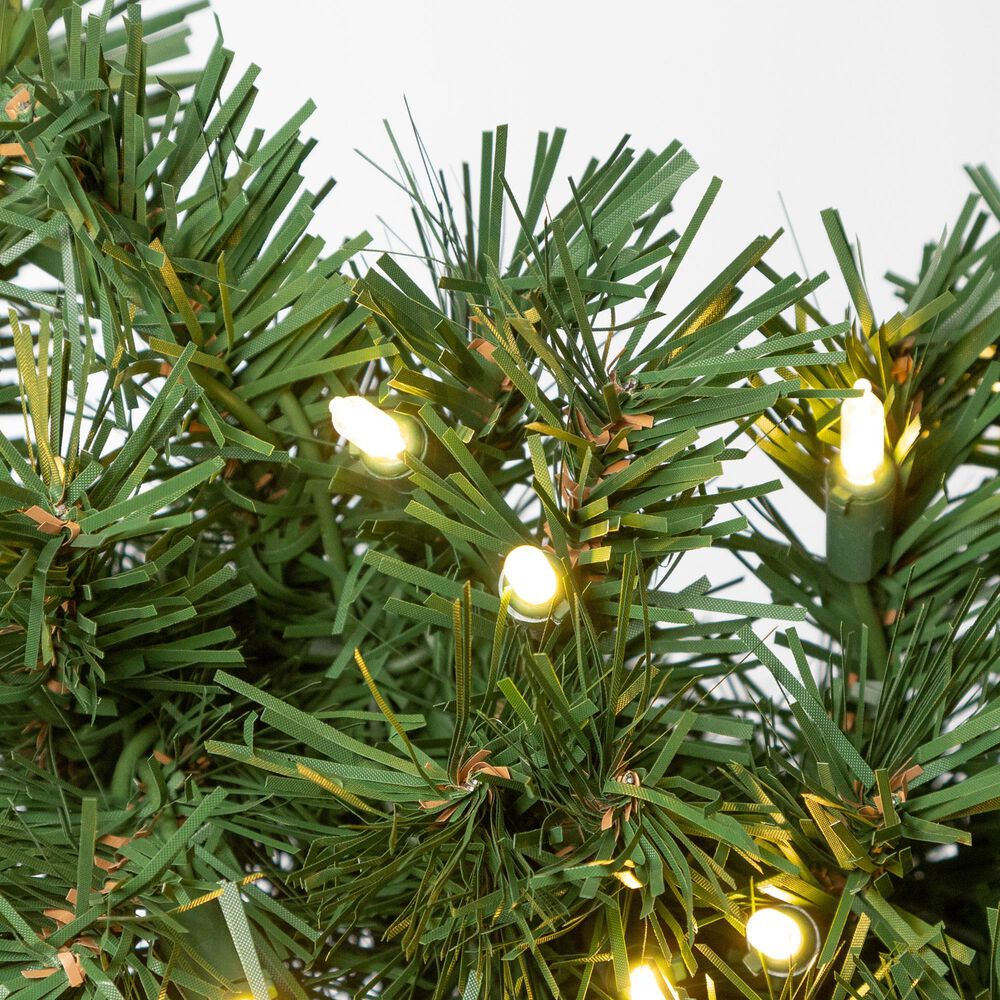 The Gerson Company 48&quot; Pre-Lit Aspen Spruce Artificial Christmas Wreath with White LED Lights in Green, , large
