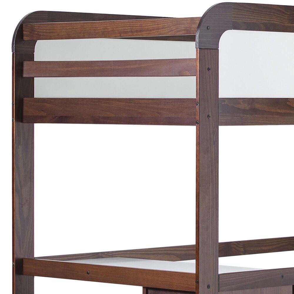Walker Edison Adyn Twin Loft Bunk Bed with Desk in Walnut, , large