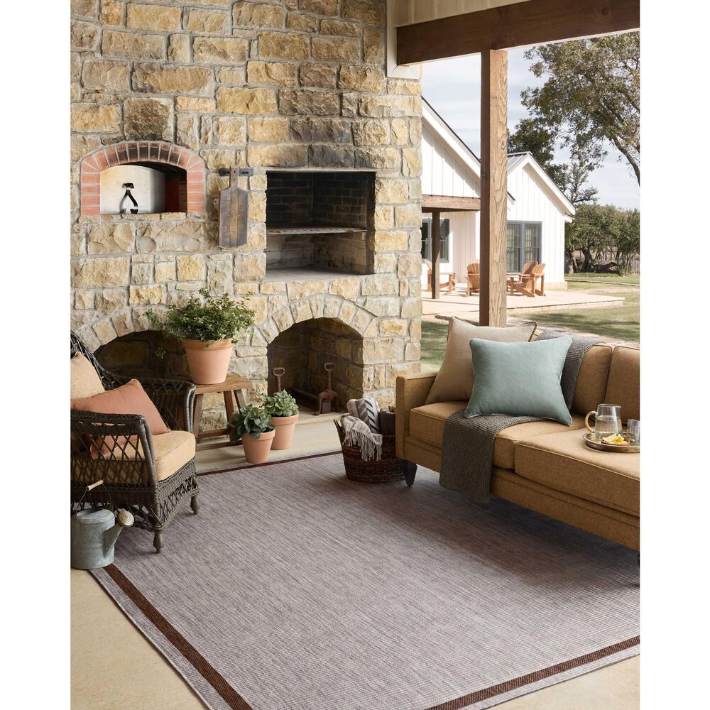 Loloi Easton Dove and Coffee 4&#39; x 6&#39; Indoor/Outdoor Area Rug, , large
