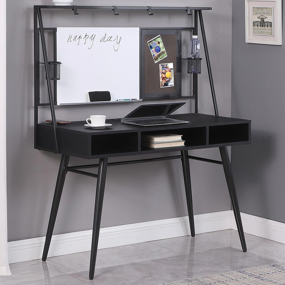 Coaster Jessie Writing Desk with Whiteboard and USB in Black, , large