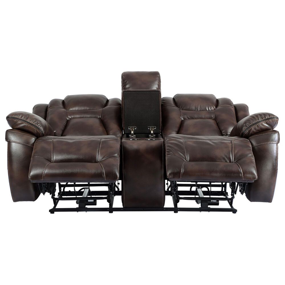 Steve Silver Oportuna Dual-Power Reclining Console Loveseat in Coffee, , large