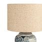 Teak Interiors Dapper Home Hand-Painted Ceramic Table Lamp with Linen Shade, Inline Switch in Blue and White, , large