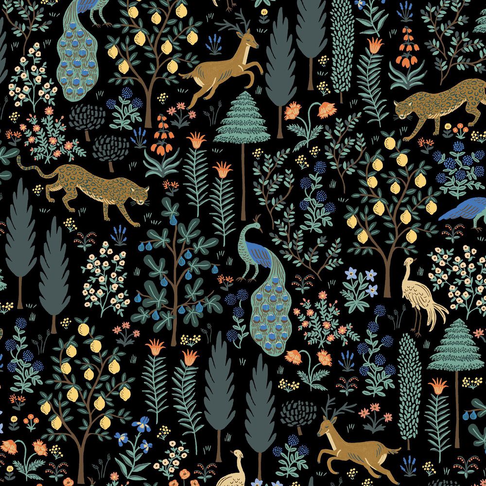 Rifle Paper Co Crafted by Cloth &amp; Company Elly Full Headboard in Menagerie Black, , large