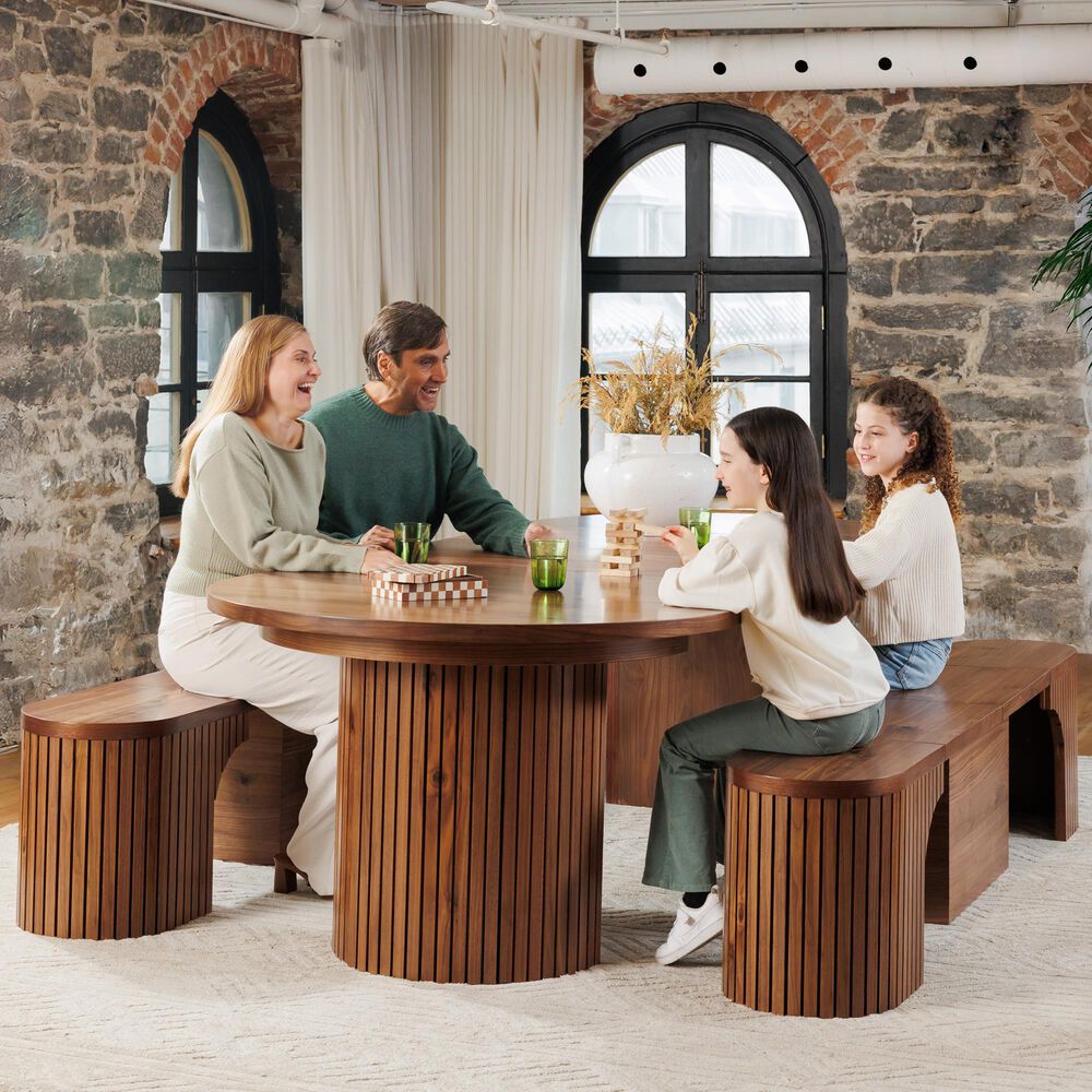 Transformer Table Round Dining Bench in Royal Walnut, , large