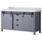 Lexora Home Marsyas 60" Double Bathroom Vanity in Dark Grey with White Carrara Marble Top and Rectangular Sinks, , large
