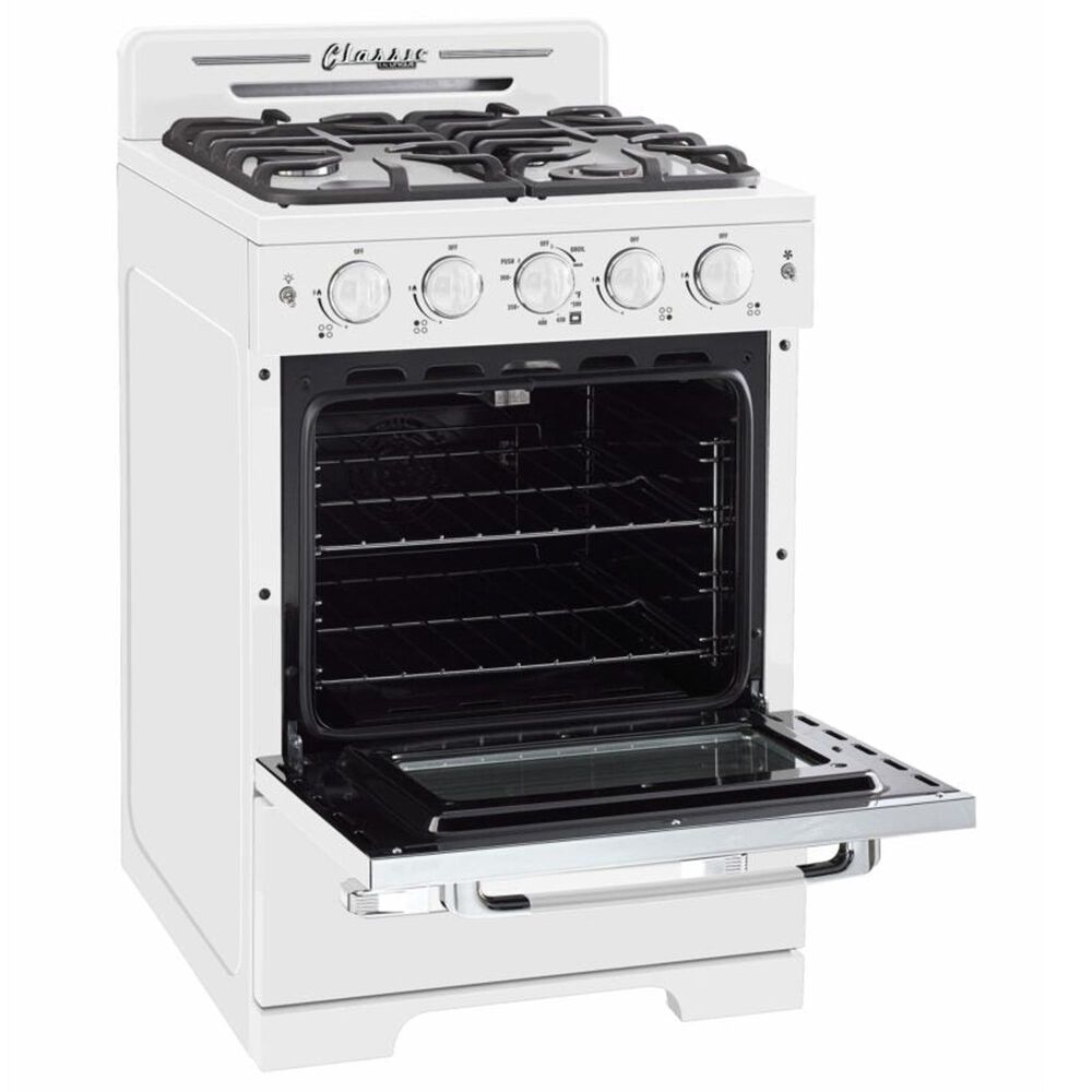 Unique Appliances Classic Retro 24" Compact Convection Gas Range in Marshmallow White, , large