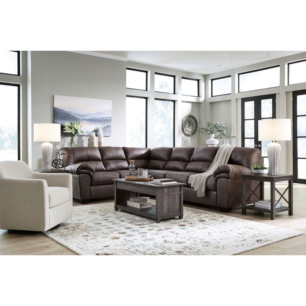 Ashley WillowBend 3-Piece Sectional with LAF Sofa in Umber, , large