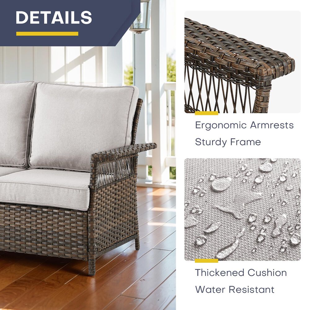 Sunwell Garden 5-Piece Patio Conversation Set with Swivel Chairs in Beige, , large