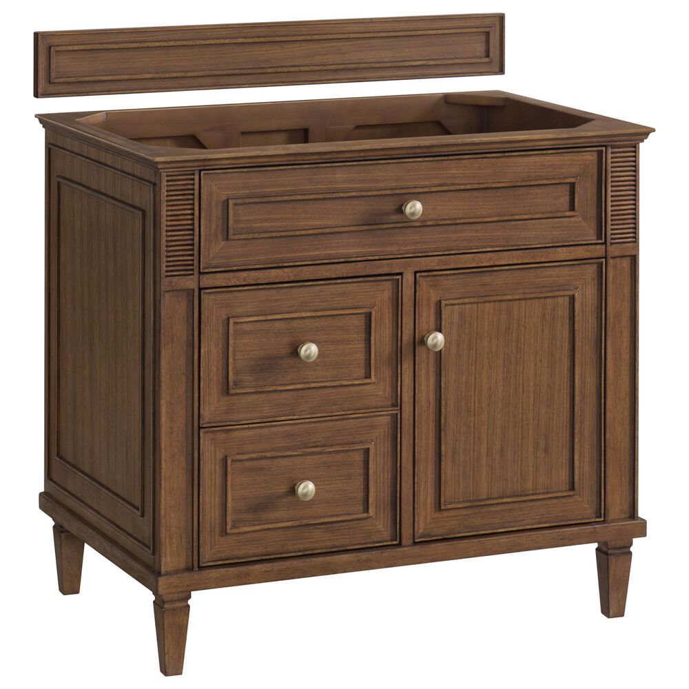 James Martin Vanities Lorelai 36&quot; Single Vanity in Mid-Century Walnut with 3 cm Charcoal Soapstone Quartz Top, , large