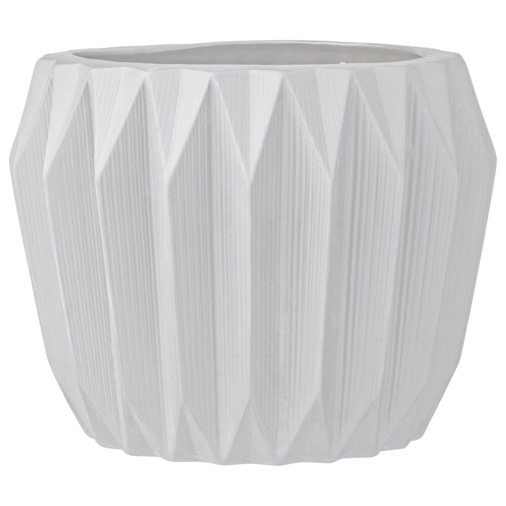 Creative Coop Round Fluted Planter in Matte White, , large