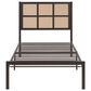 Hearth and Haven Twin Platform Bed with Faux Cane Panel Headboard in Dark Bronze, , large