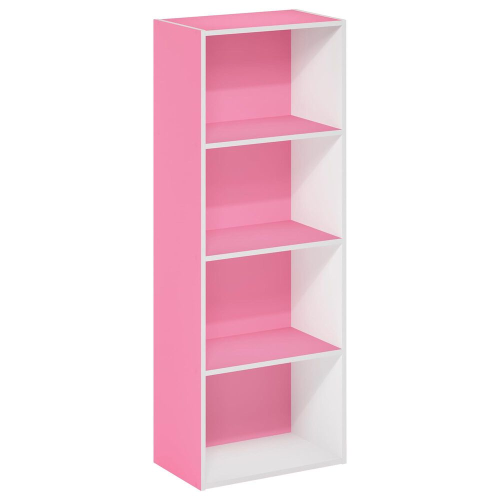 HOMLUX 4-Tier Open Shelf Bookcase in Pink and White, , large