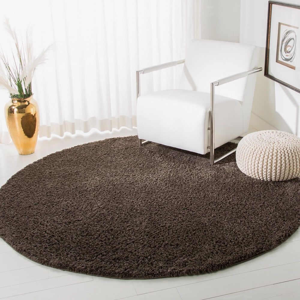 Safavieh August Shag 3&#39; Round Brown Area Rug, , large