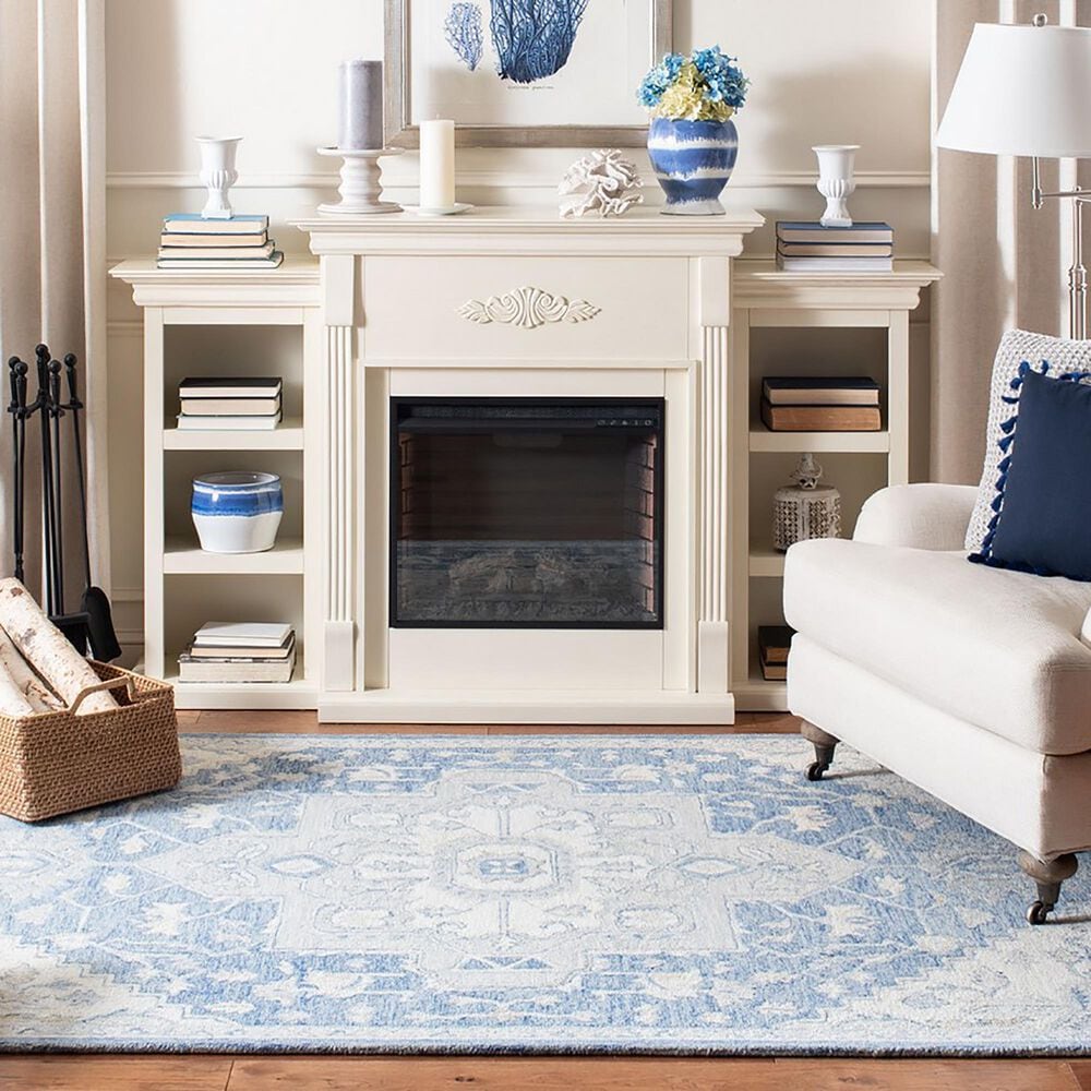 Safavieh Micro-Loop MLP503M 6&#39; x 9&#39; Blue and Ivory Area Rug, , large