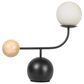 Teak Interiors Metal Table Lamp with Frosted Glass Globe, Wood Orb, Inline Switch in Matte Black and Patina, , large