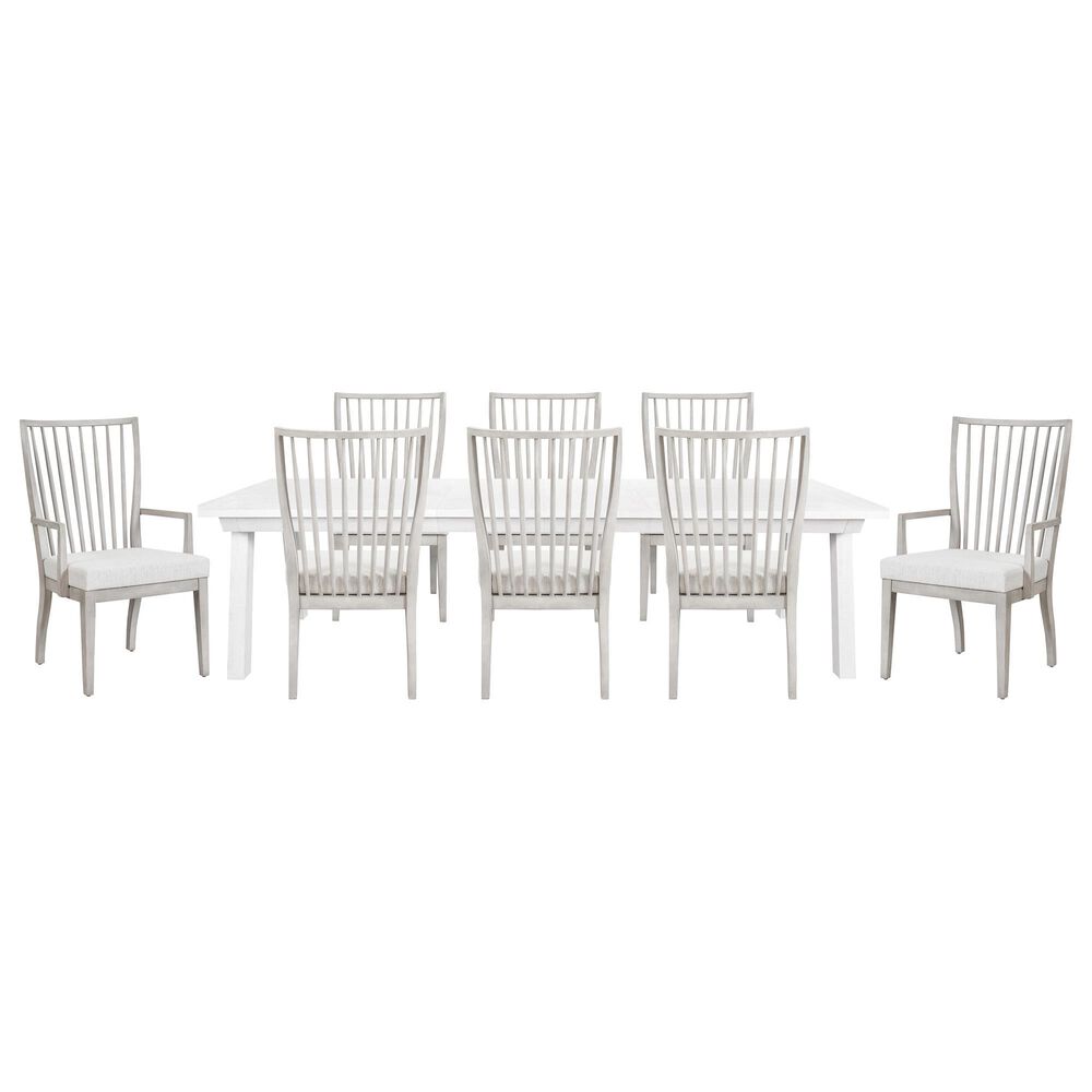 Furniture Worldwide Miller and Bowen 9-Piece Rectangle Dining Set in Rustic Oak and Weathered Gray, , large