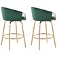 LumiSource Claire Swivel Counter Stool with Green Velvet Upholstery in Gold (Set of 2), , large