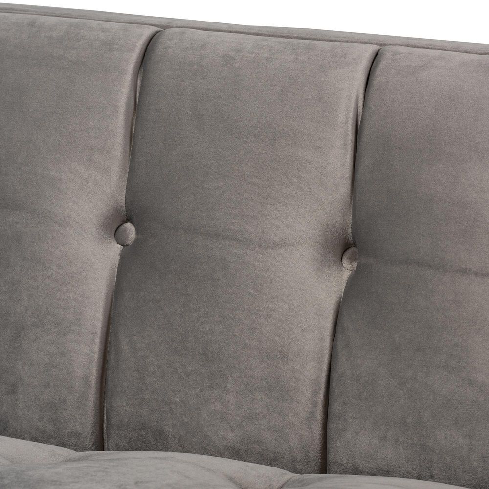 Baxton Studio Ambra Stationary Sofa in Grey Velvet, , large